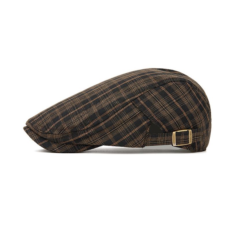 Spring Summer Thin British Plaid Beret Men Women Retro Forward Cap Outdoor Sunscreen Breathable Cap