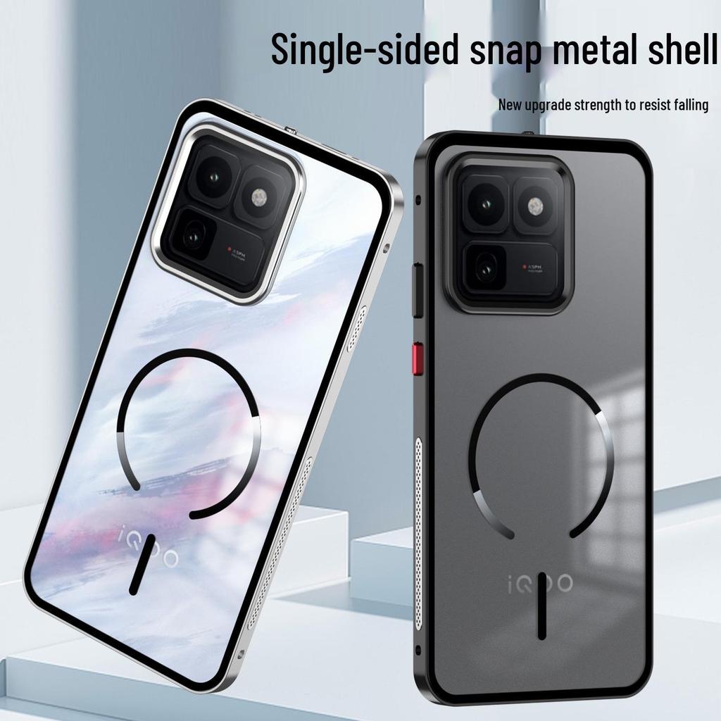 Vivo iQOO 15T Magnetic Two-in-One Aluminum Alloy Phone Case with Metal Snap Button