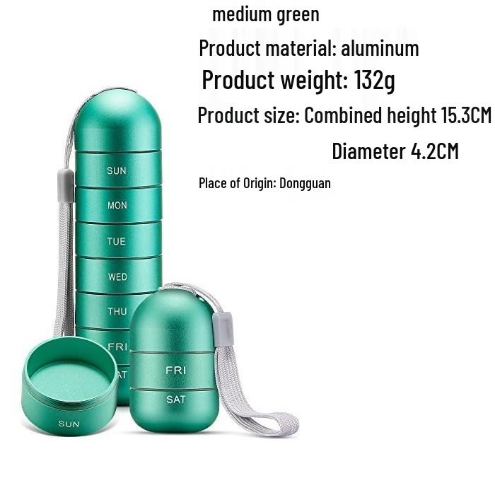 Compact Metal Weekly Pill Box for Travel and Elderly - Convenient, Sealed, Portable Storage