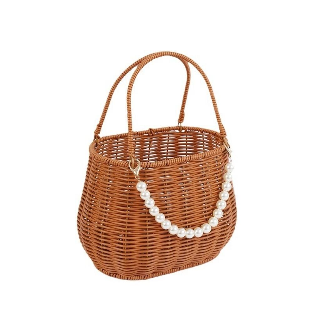 With Handle Imitation Rattan Basket Large Capacity Flower Basket Storage Basket  Fruit Vegetable