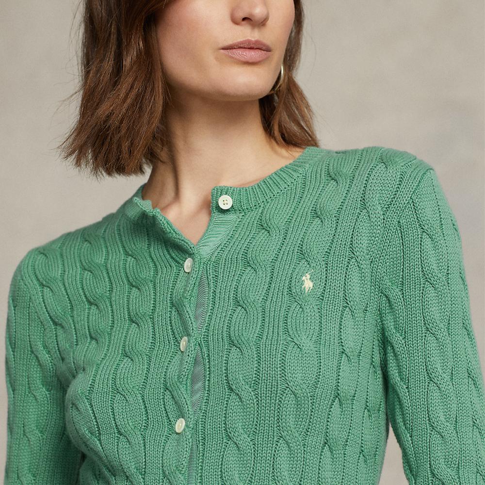 Polo Ralph Lauren SS23 Solid Color Cable Knit Sweater With Pony Embroidery Women Sweater Green WMPOSWENDW20122-300