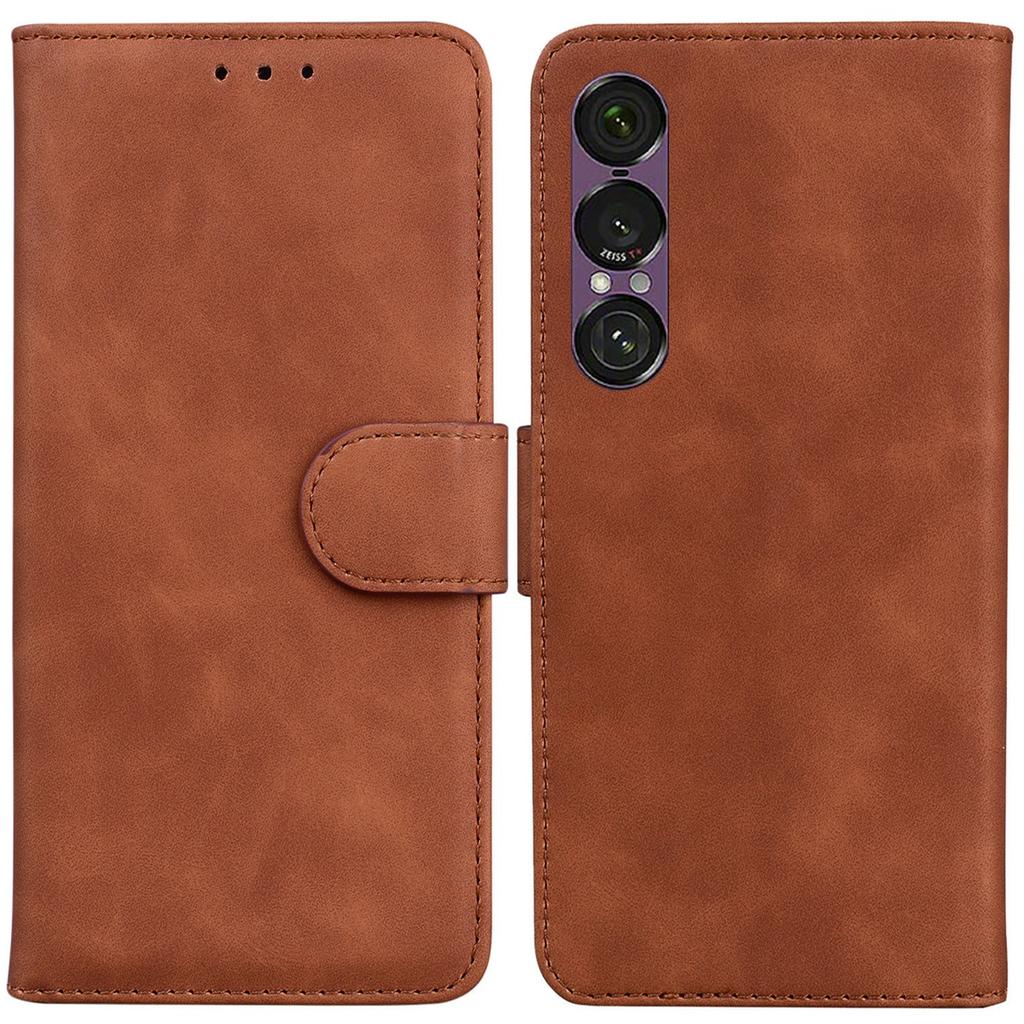 For Sony Xperia 1 VII Case Solid Color Leather Wallet Phone Cover