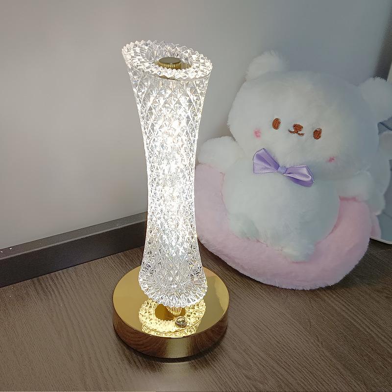 Household Crystal Table Lamp Bedroom Bedside Table Lamp Atmosphere Lamp Decorative Table Lamp Creative Living Room Touch Night Light