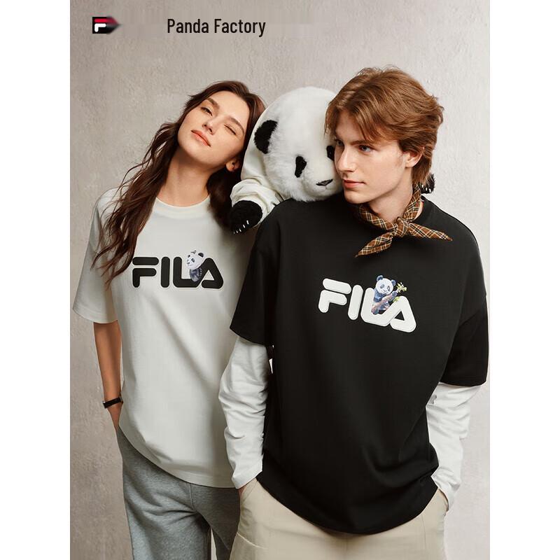 FILA Unisex Panda Loose Fit Pure Cotton Short Sleeve T-Shirt 170/92A/M