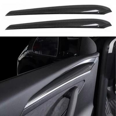 Pro Tesla Model Y 3 Vnitřní panel krytu loketní opěrky dveří v karbonovém stylu