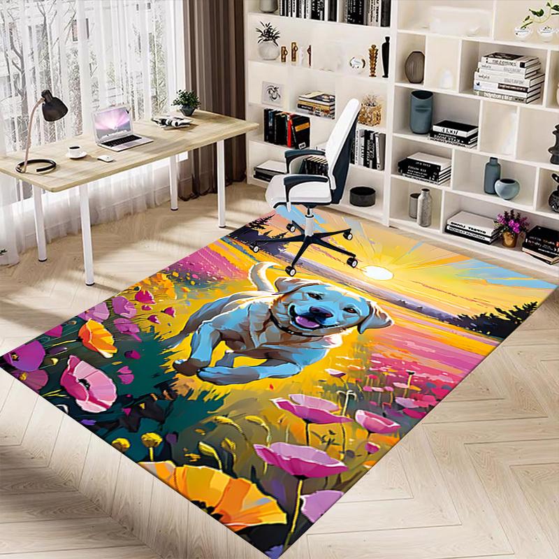 1PC dog flower Carpet Office Rug Mat Home Decor Area Carpet Festival Gift Office desk chair carpet Longlasting Material
