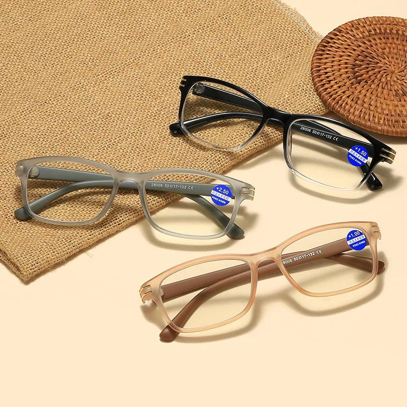 Occhiali da lettura quadrati Uomo Lenti ottiche Presbiopia Donna Marrone opaco Ipermetropia Occhiali Anti Luce Blu +1.0 +1.5 +2.0 +2.5