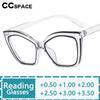 Square Cat Eye Reading Glasses Women Fashion Resin Optical Presbyopia Spectacles Custom Diopter +50+100+150+200+300+600 #303763