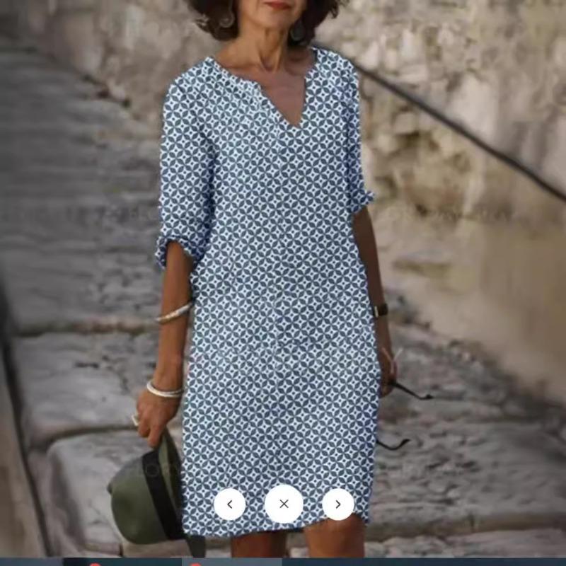 

Women s V-neck Printed Dress XXXL білий