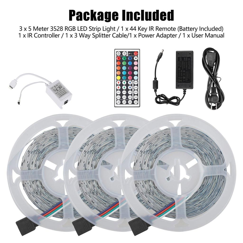 49 Foot Led Light Strip Color Changing Led Tape Light With 44 Key Remote Control And Power Supply