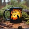 Personalized Black Cat Mug Ceramic Coffee Mug Double-Sided Printing Tea Cup Halloween Novelty Drinkware for Cat Lovers