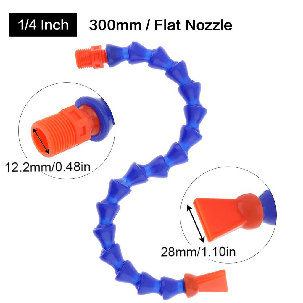 1/2 3/8 1/4'' 300mm 400mm Plastic Flexible Water Oil Coolant Tube Hose with Round Flat Nozzle for CNC Milling Lathe Cooling Pipe