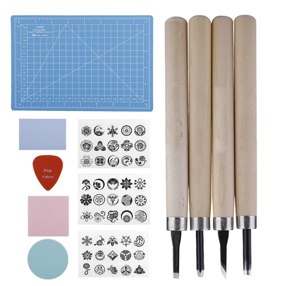 Rubber Stamp Carving Handcraft Set Hand Sculpture Stamp DIY Tool Kit