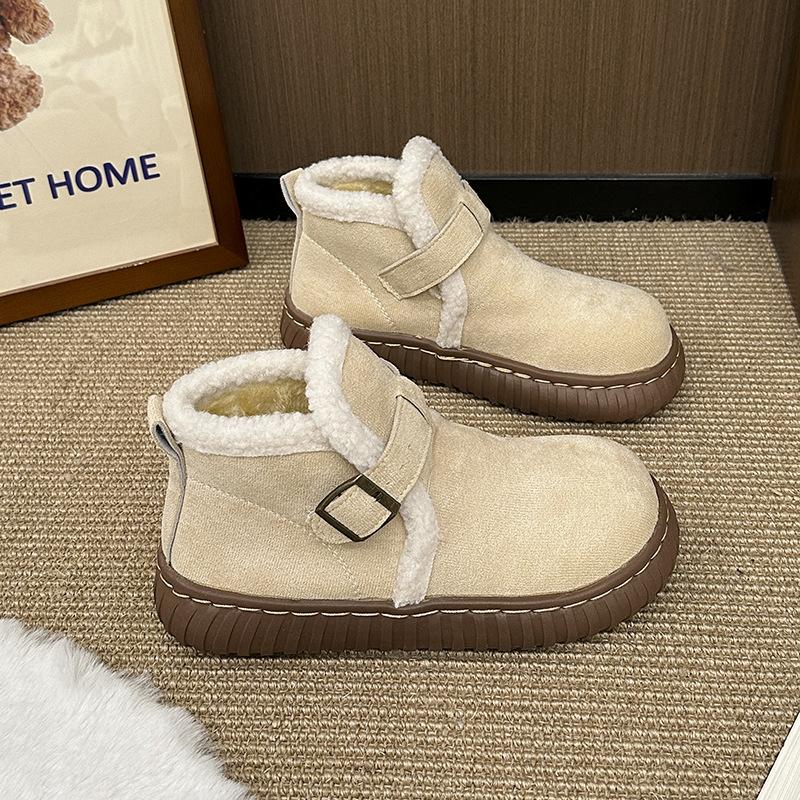 Damen Mid-Calf Dicke Sohle Winter Leichtgewichtige Warme Gefütterte Schneestiefel Rutschfest Abriebfest Lässige Sneaker Baumwollstiefel