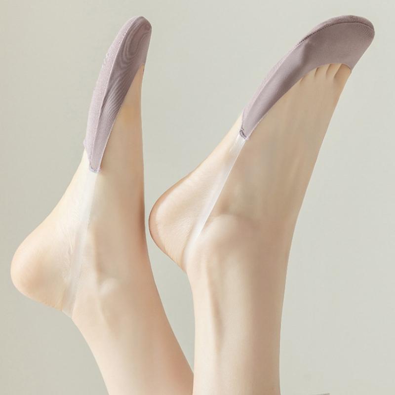 Half Palm Cotton Sling Socks for Women High Heeled Sandals Summer Boat Socks Shallow Mouth Non-Slip Invisible Socks