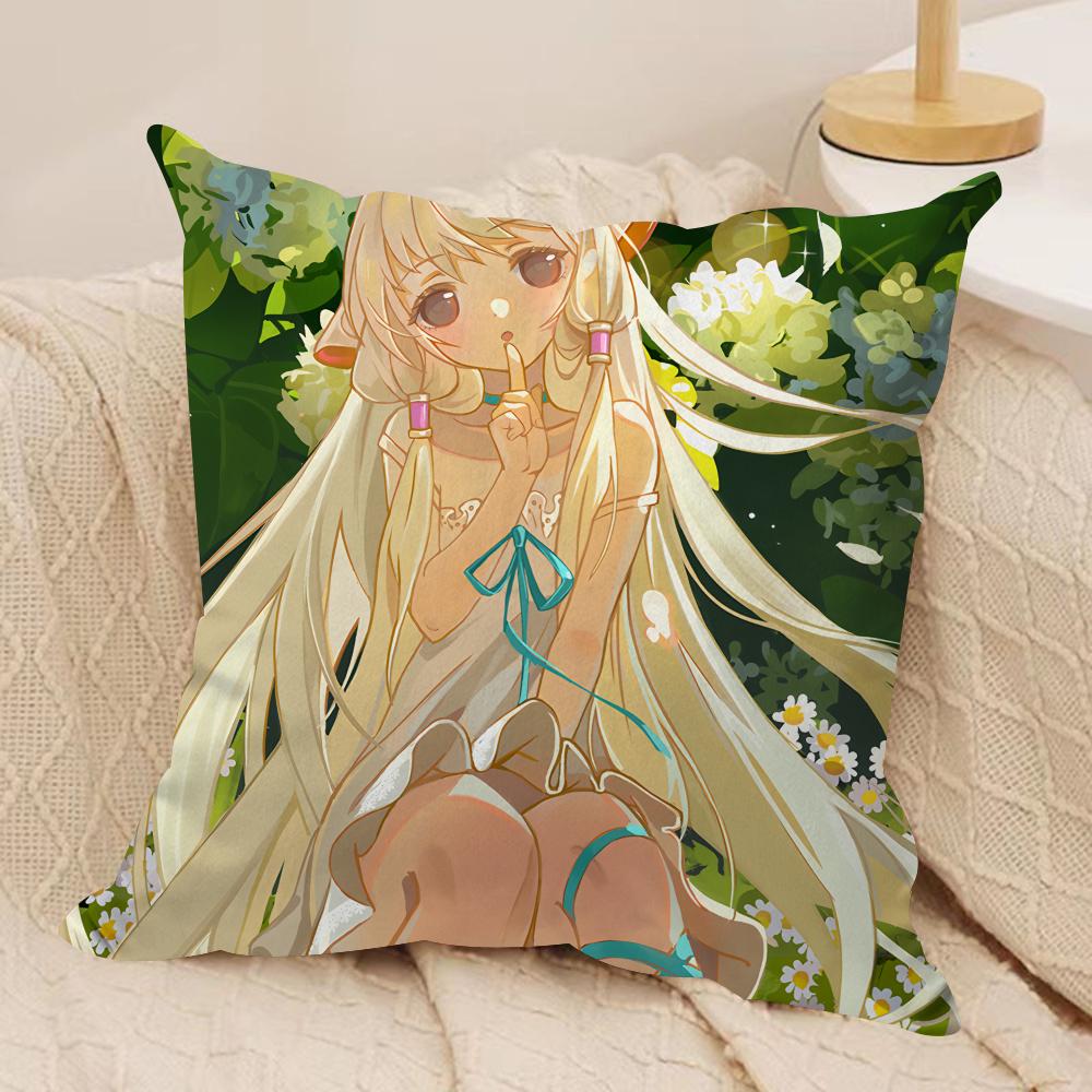CChobits Anime cute Cushion Cover Silky Short Plush Invisible Zipper Dustproof Sofa Pillow Case for Home Decor