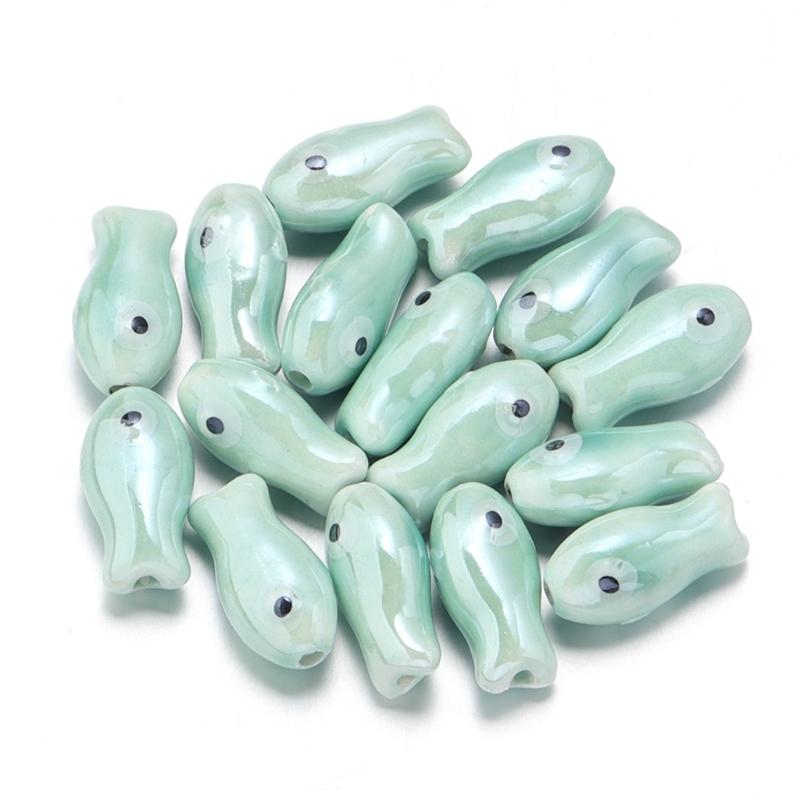 10 Pieces Artistic Double Sided Ceramic Fish Beads Crafting Supplies Spacers For Homemade Jewelry Phone Chains
