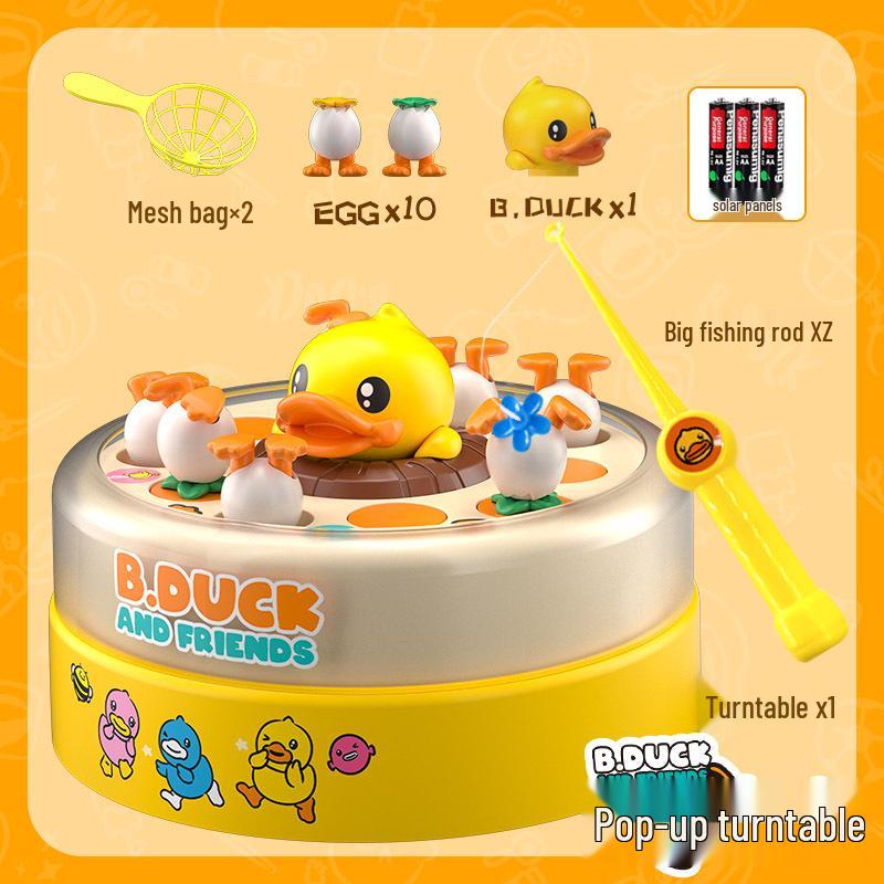 B.Duck Little Yellow Duck Parent-Child Educational Bouncing Fishing Toy Gift