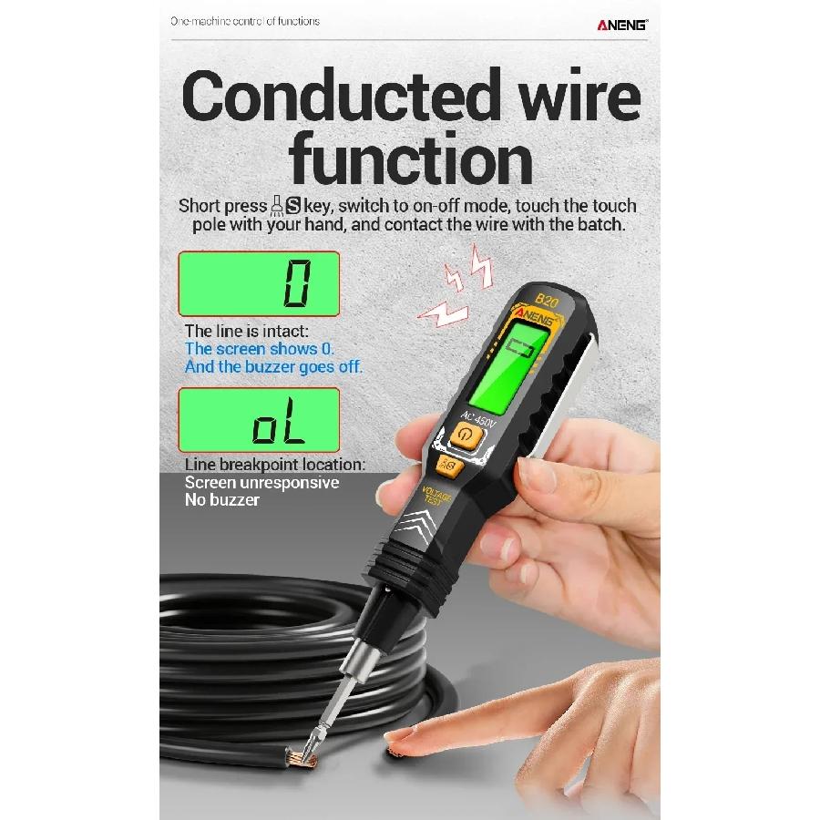 ANENG B20 Smart Voltage Tester Pen Double Head Screwdriver Dual-use Slotted Cross Meter 11V~ 450V AC Voltage Detection Digital
