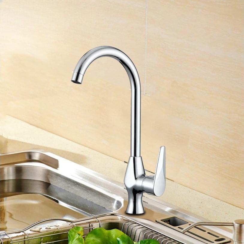 Durable Tap Kitchen Faucet Brass Base Chrome Cold Hot Mixer Easy To Operate Modern Design Plated Polished Steel Body