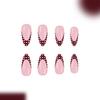 White Polkas Dot French Manicure False Nail Wine Red Almond Shaped Press On Nail 24PCS Durability Design Easy Application