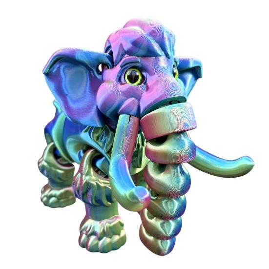 3D-gedruckte Mammutfigur, Elefanten-Ornament mit beweglichen Gelenken, Tier-Fidget-Spielzeug zur Stressbewältigung für Kinder, Dekoration für Zuhause und Büro