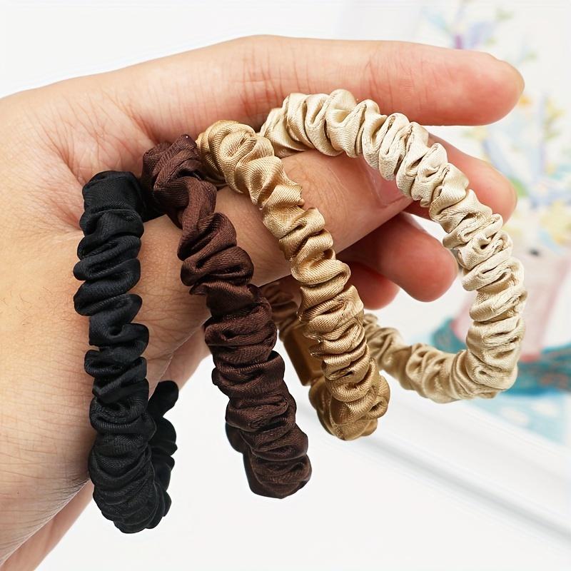 high qualitySet of 100 Satin Elastic Hair Scrunchies, Seamless Ponytail Holders, Assorted Hair Ties, And Bands Designed for Thick And Curly Hair.