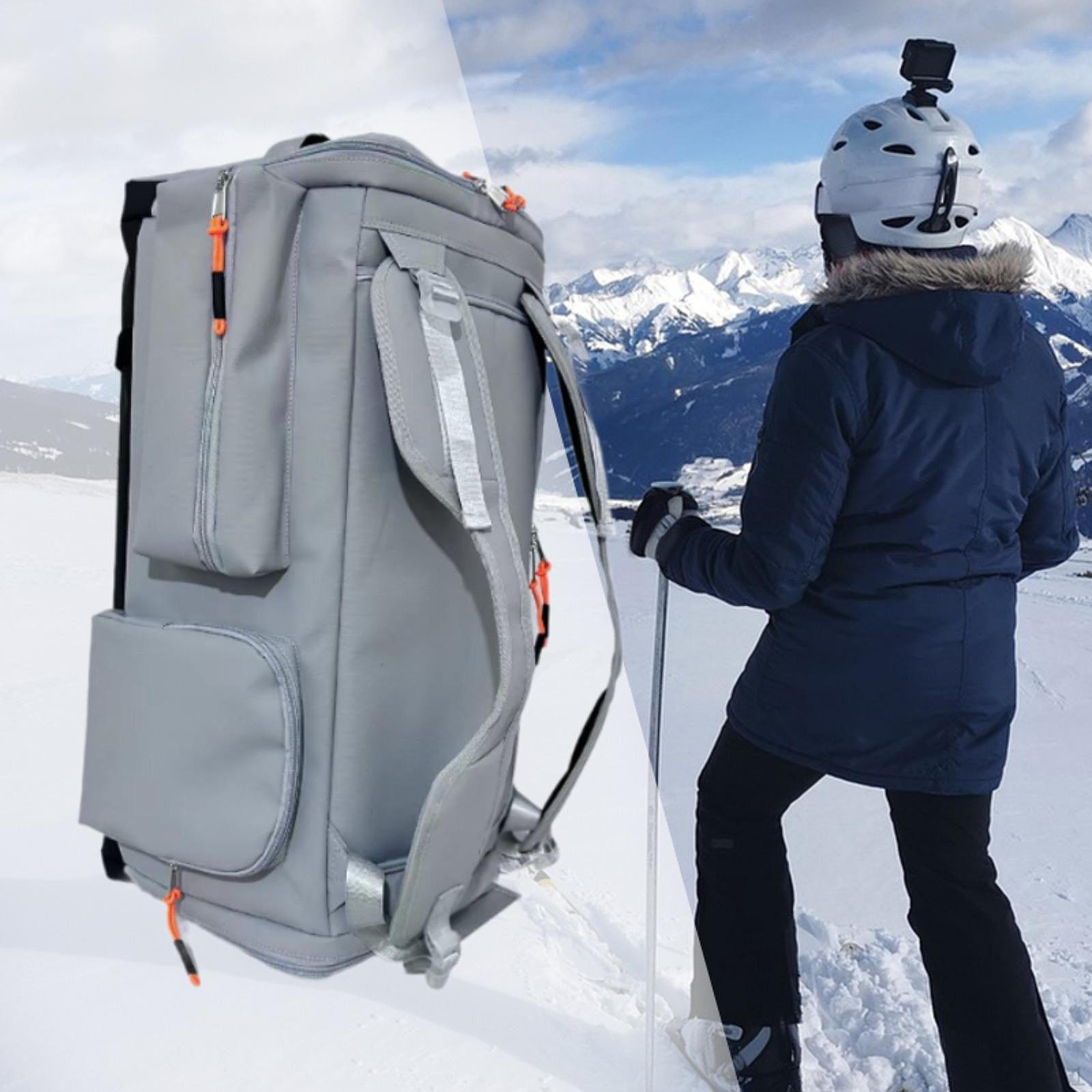 

Лыжный рюкзак сумка универсальная для взрослых удобная большая вместимость для переноски и хранения вещей для путешествий Gray Black