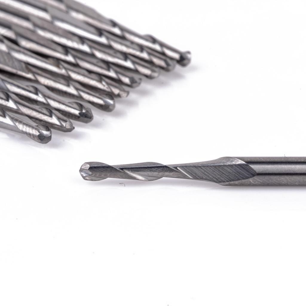 10 vnt 3,175 x 12 mm karbido rutulinio galo CNC frezavimo antgaliai, 2 fleitos spiralinis frezavimas