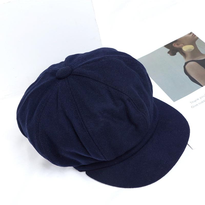 Boina otoño e invierno retro octogonal de lana sombrero de ocho paneles sombrero de pintor moda para mujeres jóvenes literarias sombrero cálido