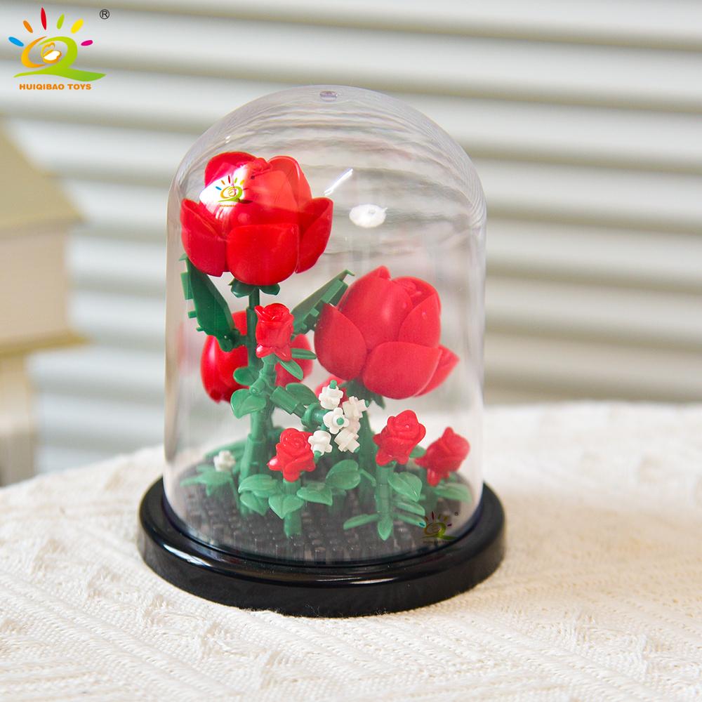 Non-Toxic Moc Eternal Bouquet Display Box Micro Building Block Flower Model Diy Home Desk Plant Decoration Brick Toy For Children