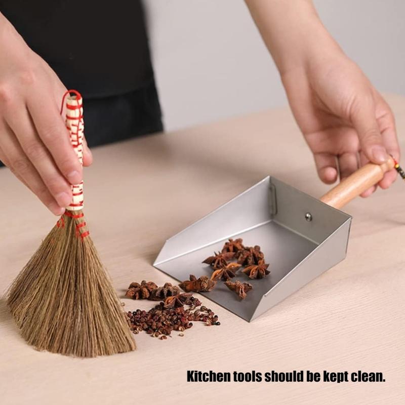 Ergonomic AntiSlip Grip Stainless Steel Dustpan Easy Dump Design Desktop Dustpan for Efficient Household Cleaning