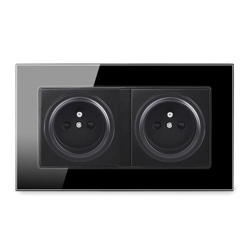 

146 Tempered Glass Franco USB Interface Socket 18W3000mA Fast Charging Wall Switch Socket for Household/general Use 110-250V&fr