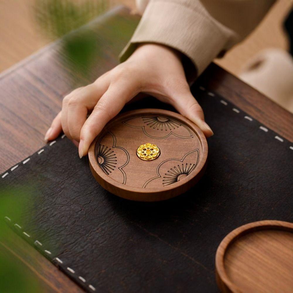 Solid Wood Line Incense Burner Handmade Incense Stove Thread Incense Insert Base Indoor Use