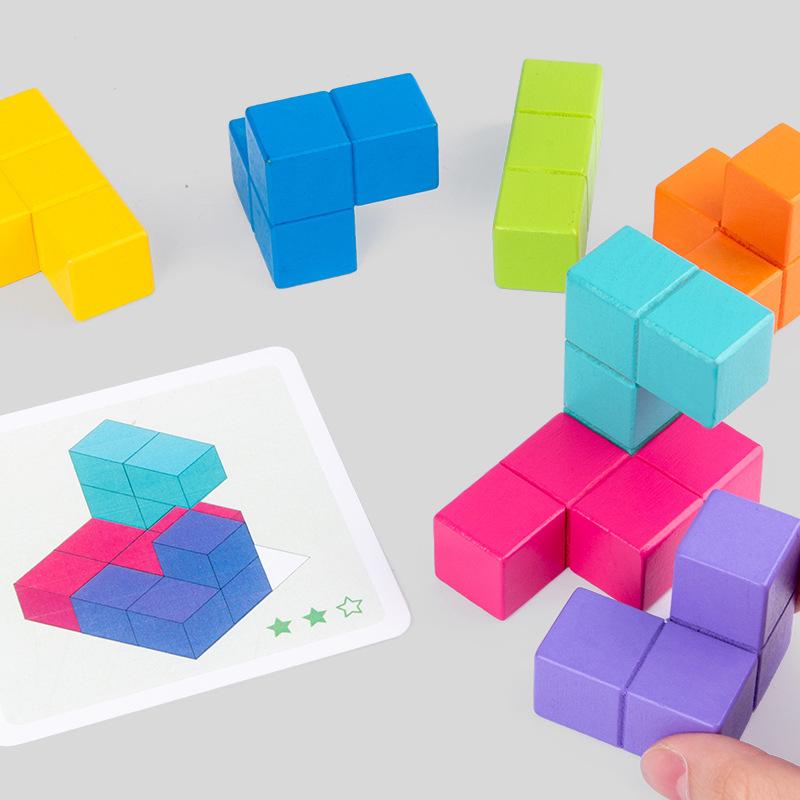 Magic Wooden Puzzle: 4-6 Year Olds' Rubik's Cube & Soma Cube Building Blocks for Spatial Thinking