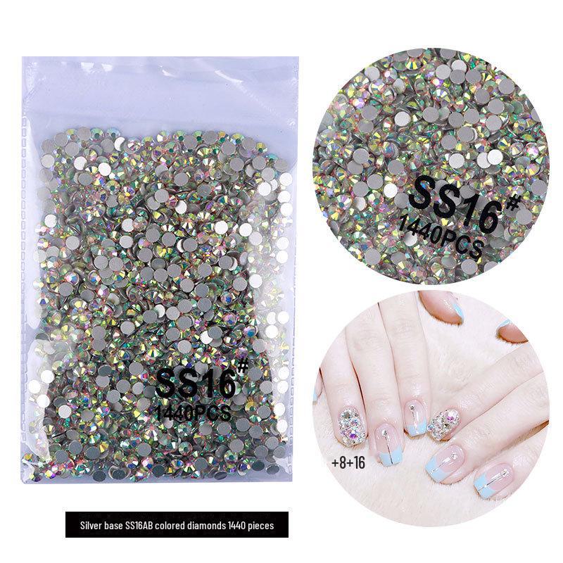 

Серебряно-белые чешские стразы AB Fantasy Color для дизайна ногтей с бриллиантами - Super Flash, с плоским дном, не опадают