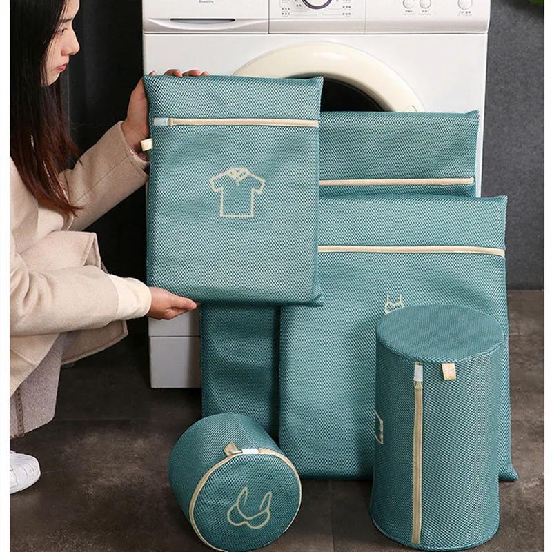 6pcs/set Embroidery Laundry Bag Lingerie,shoes, Clothing Washing Machine Washing Bag Reusable Laundry Organizer Anti Deformation