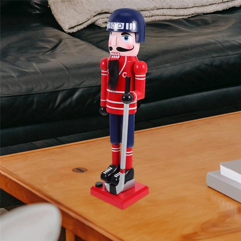 

Christmas Hockey Player Holiday Wooden Nutcracker Puppet Sports Ornaments Table Centerpiece Friends Gift
