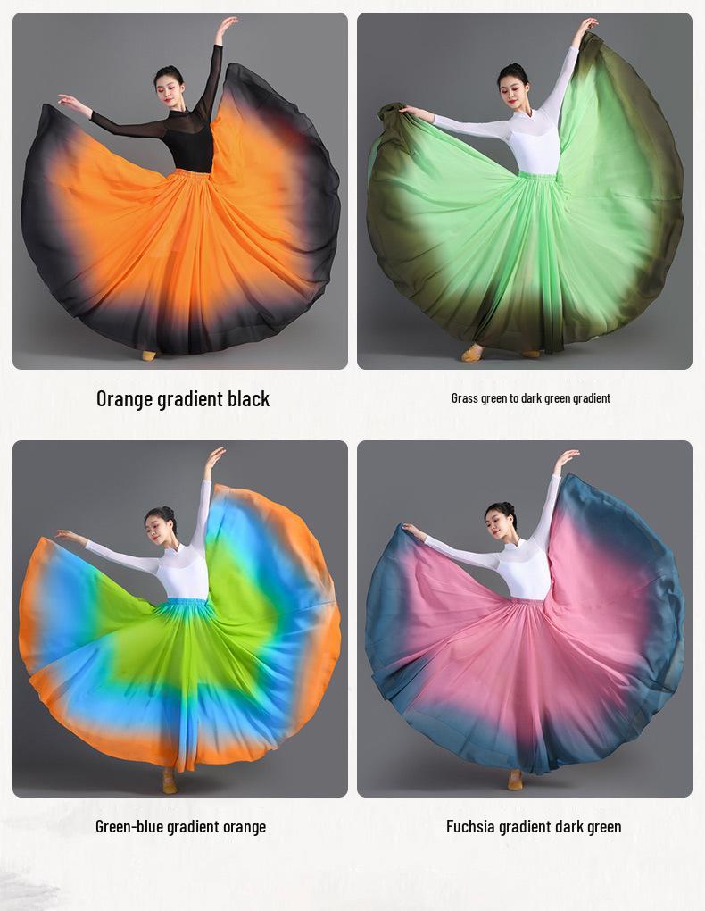 Xinjiang Meisjes Moderne Dans Chiffon Rok - 720 Graden Draai Oefen Kostuum