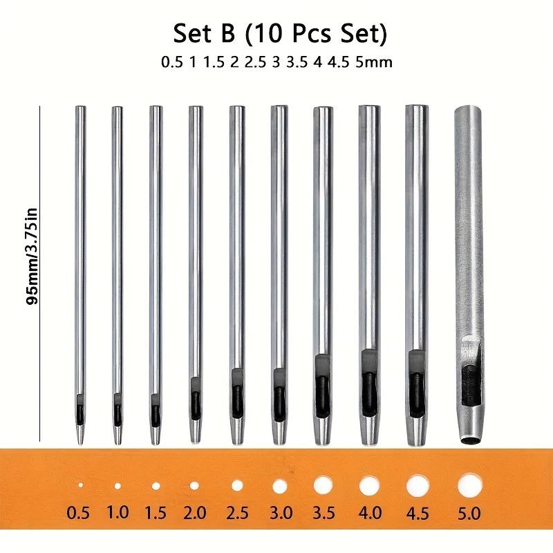 

10-Piece Set Carbon Steel Faux Leather Punch Kit - round Cutter for Watch Straps Belts And Paper Art with Smooth Edge Design 10pcs серебряный