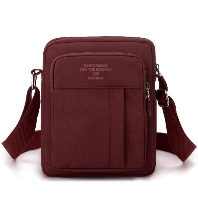 Mini-Nylon-Umhängetasche für Damen, mehrschichtige Reißverschluss-Handyhülle für den Alltag & Reisen