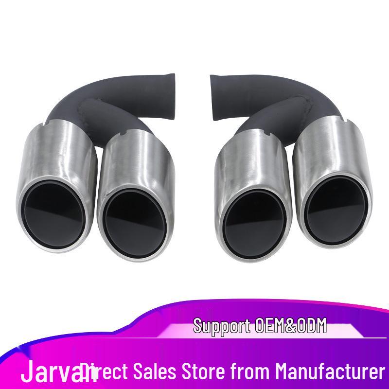

11-14 Porsche Cayenne GTS Quad Exhaust Tips, Brushed Stainless Steel Silver Modified Exhaust Pipe