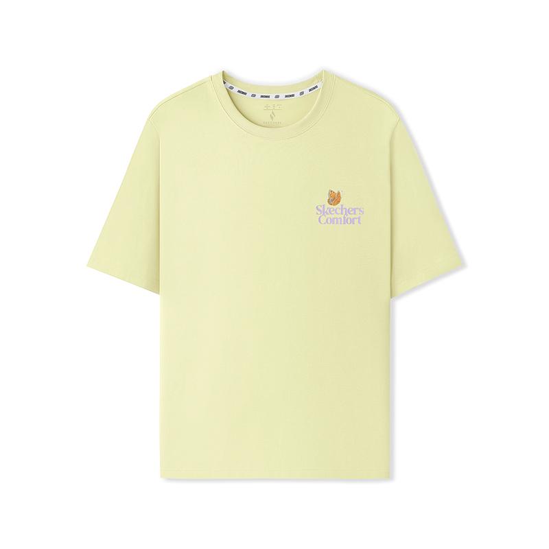 Skechers Godri Fashion Versatile Moisture-Wicking Quick-Dry Short Sleeve T-Shirt Women Tops Wax-Yellow L225W183-026S L
