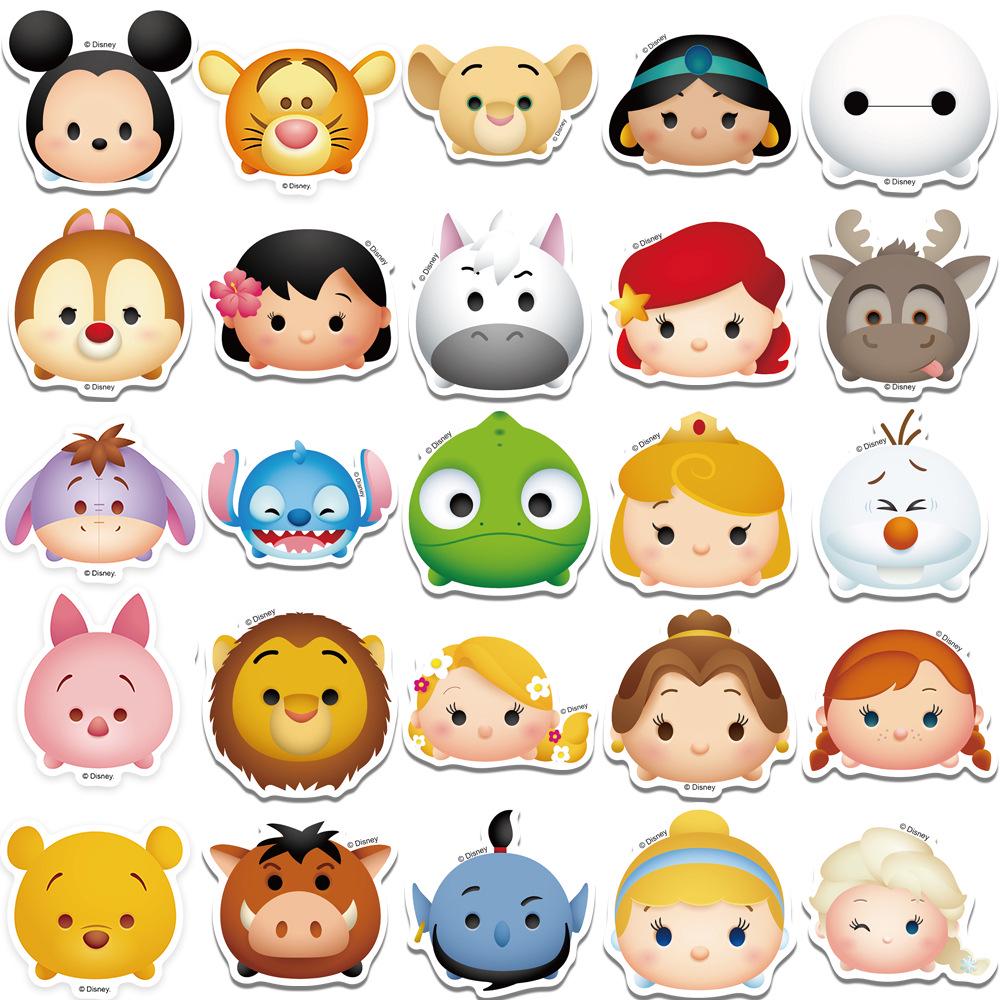 50 Waterproof Tsum Tsum Loose Stickers: Popular Cartoon Characters for Scrapbooking Decoration