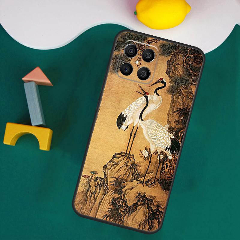Red-crowned Crane Bird Case For Honor 200 Lite 50 70 90 X9a X8a X8 X9 X8b X9c X9b Honor Magic 5 6 Pro 7 Lite Cover
