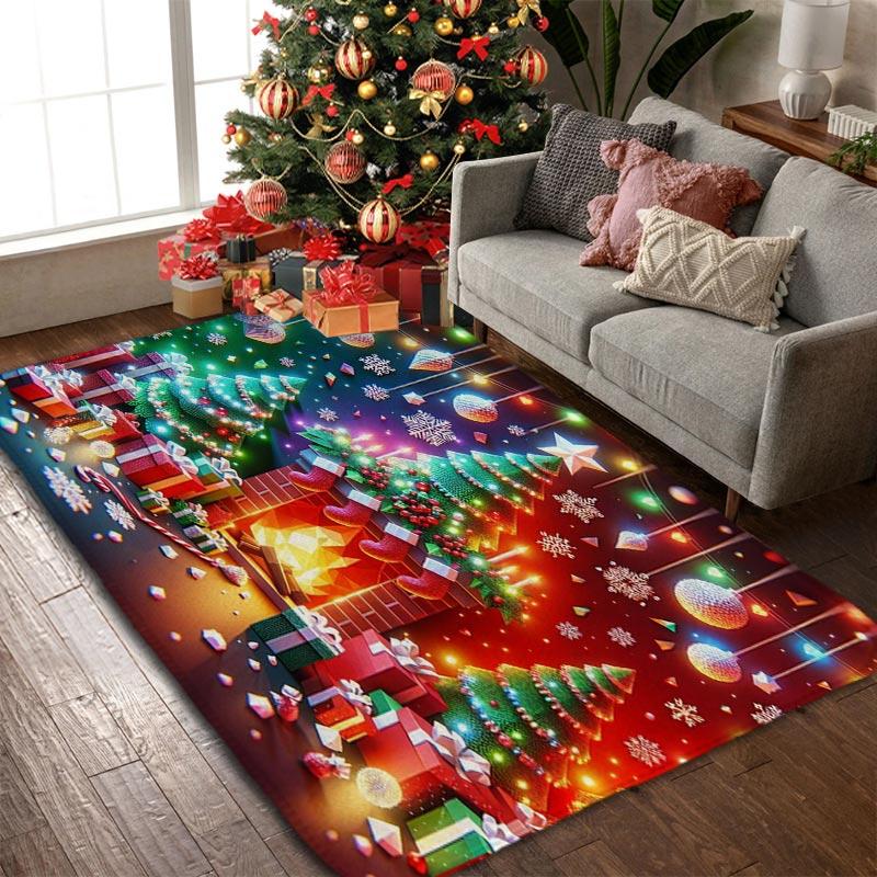 Christmas Bedroom Rug Entrance Simple Anti-slip Flannel Bath Living Kitchen Room Hallway Floor Mats Carpet Bedside Foot Mats