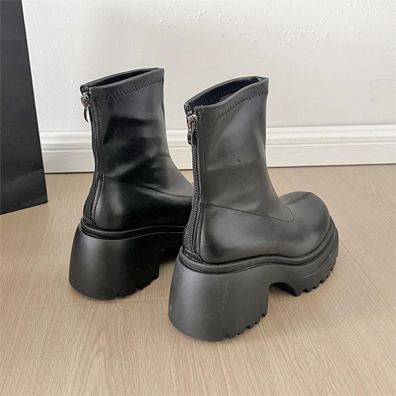 

British style small man black thick-soled western cowboy boots women s 2025 new autumn retro thick heel Martin boots 35 чёрный