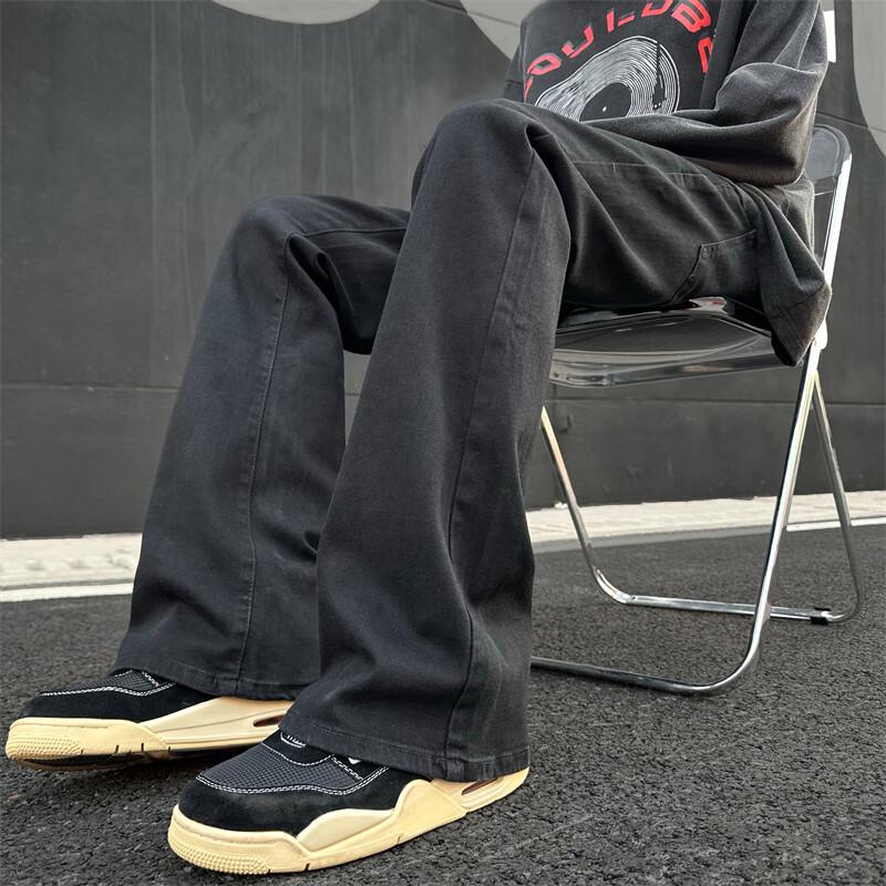 Chutang Men's Flared Vintage Washed Stretch Jeans