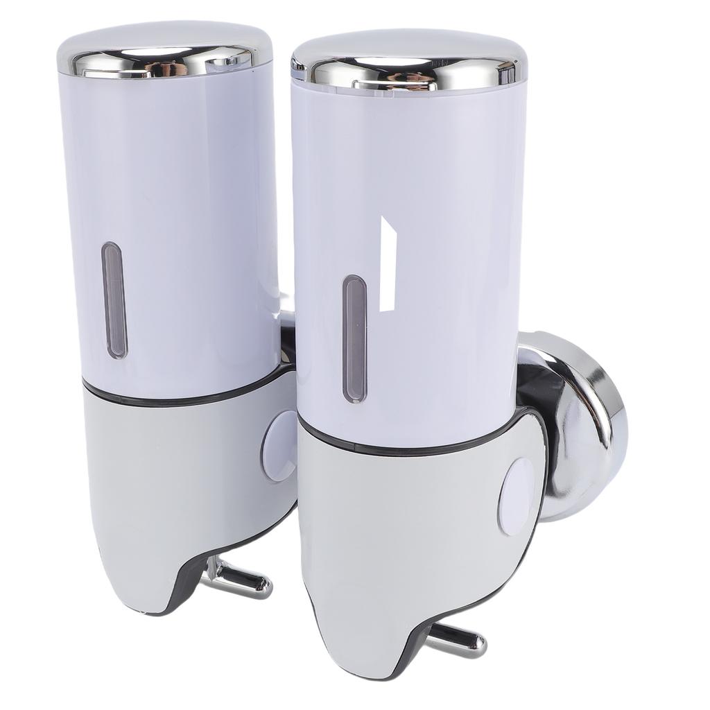 Wall Mount Soap Dispenser Double Cylinder 1000ml Manual Wall Mounted Bathroom Shower Pump Dispenser