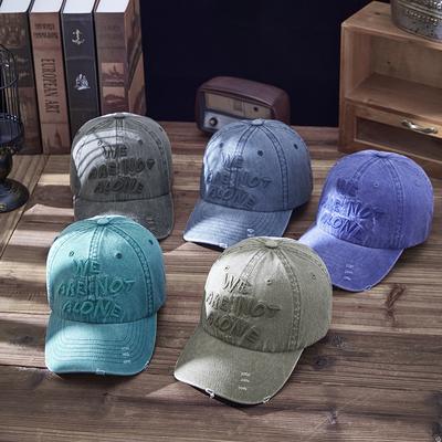 English Letters Embroidered Duck Tongue Cap Tide Fashion Versatile Retro Washed Sunscreen Soft Top Baseball Cap Men and Women